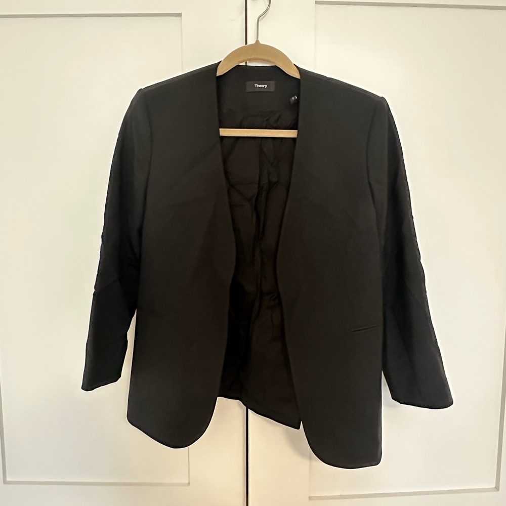 Theory Black Tailored Blazer with Notched Lapel